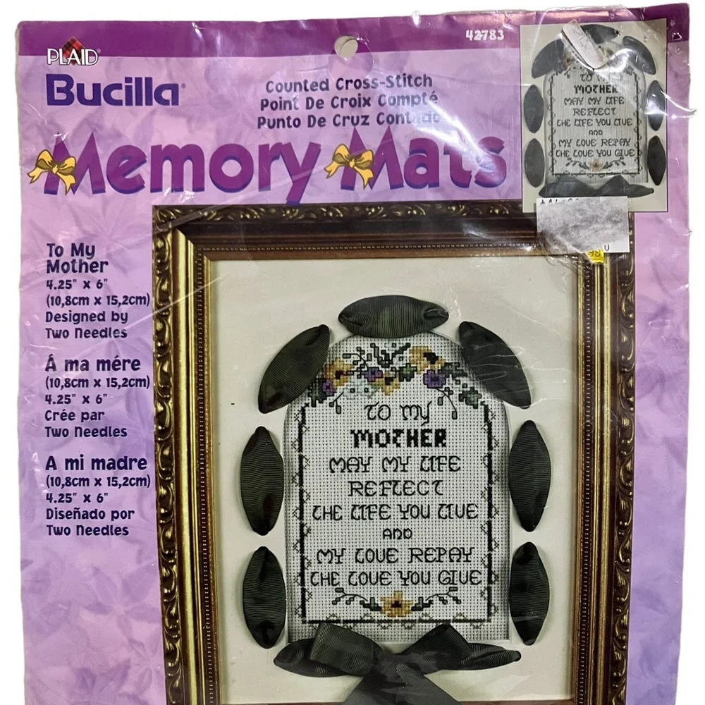 Vintage NEW Bucilla To My Mother Memory Mats Counted Cross Stitch 42783